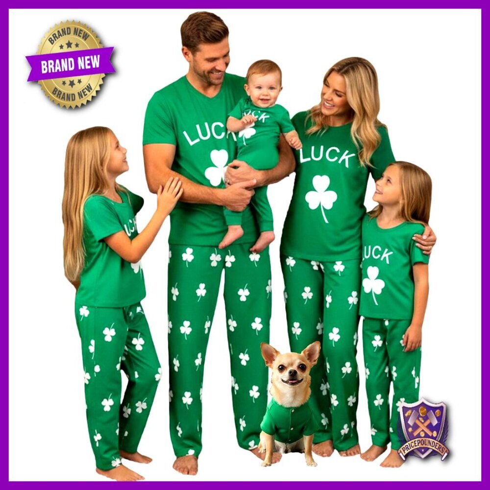 Short Sleeve Pajama Set, Polyester Blend, Elastic Waist, Family Matching